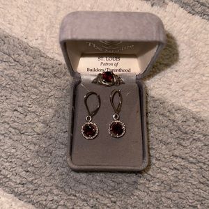 Garnet Sterling Silver Earrings and Ring Set
